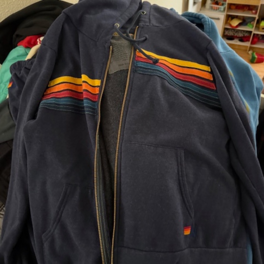 Aviator nation Navy striped hoodie and sweats Large